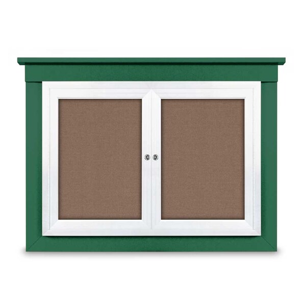 60"x36" 2-Door Enclosed Outdoor Letterboard, Hdr, Grey Felt/Bronze